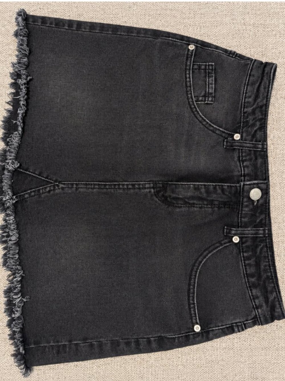 Wild Fable Black Denim Mini Skirt Raw Hem, Size 10